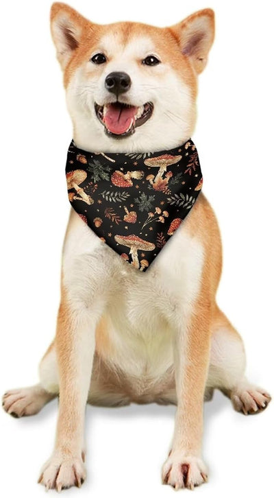 KEIAHUAN Mushroom Print Summer Dog Bandana Puppy Triangle Bibs Scarf Handkerchief Holiday Reversible Scarves for Cat and Dogs Decoration