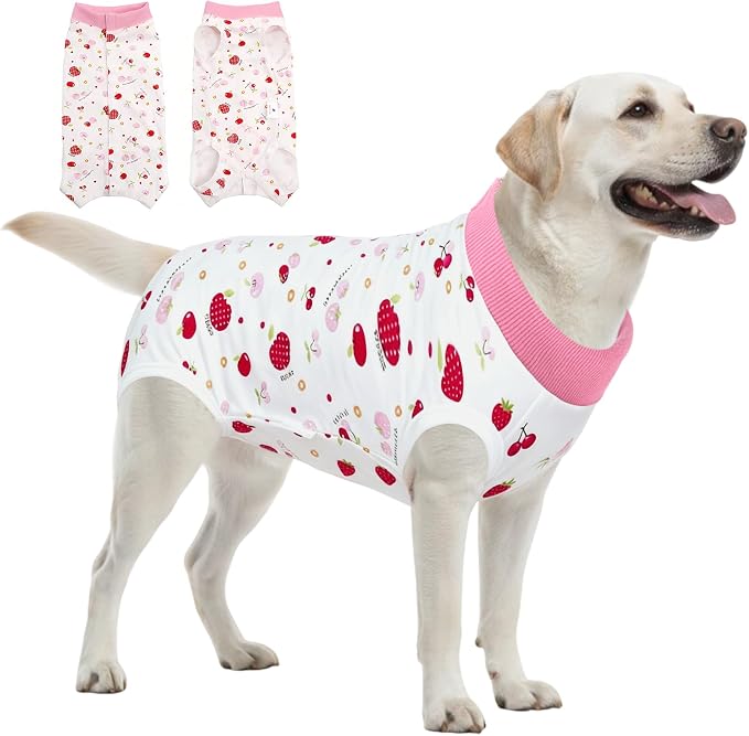SAWMONG Recovery Suit for Dogs After Surgery Professional, Dog Spay Surgical Suit for Female Dogs, Dog Onesie Bodysuit for Surgery Male Substitute E-Collar Cone, Cherry Pink, XXX-Large