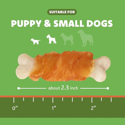 MON2SUN Dog Treats, Chicken Wrapped Calcium Bones Without Rawhide, 2.3 Inch Training Treats for Teeth Cleaning and Fresh Breath, Chews for Puppy and Small Dogs (56 Count - Pack of 1)