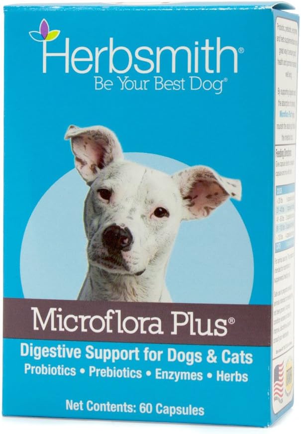 Microflora Plus – Dog Digestion Aid –Probiotics and Digestive Enzymes for Dogs – Prebiotic for Dogs – 60 Capsules
