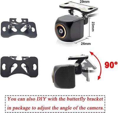 AHD 1080P/CVBS Car Rear/Front View Camera Fisheye Lens License Plate Cam with RCA Cable & Vehicle Camera for Mitsubishi ASX/Mitsubishi RVR/Mitsubishi Outlander Sport & HD Backup Golden Camera