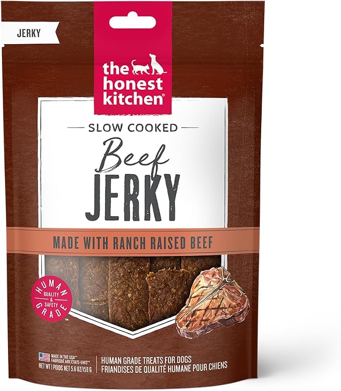 Human Grade Dog Treats: Slow Cooked Jerky Beef Recipe 5.6 oz Pouch