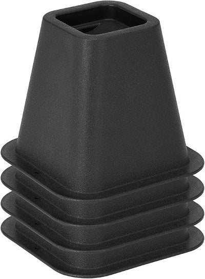 Simplify 6 Inch Bed Riser | Pack of 4 | Bed & Furniture Lifter Wheel Grooves | Under-Bed Storage | Bedroom & Dorm | Black