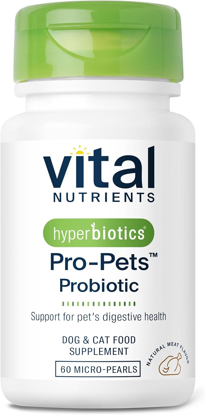 Vital Nutrients Pro Pets Probiotics for Dogs and Cats | Dog Probiotics for Digestive Health, Gut Health, Occasional Diarrhea | Tasty Meat Flavor | Non-GMO | 60 Micro Tablets