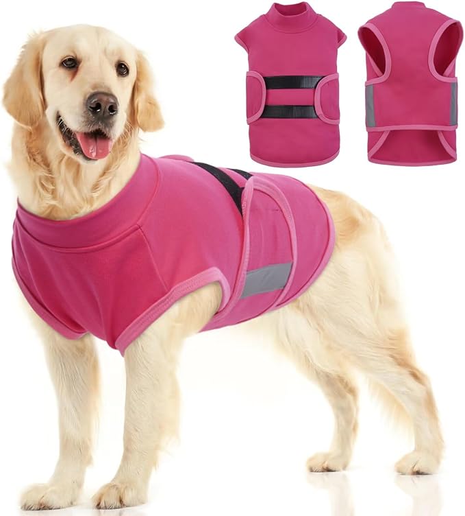 Dog Anxiety Relief Coat,Comfort Anxiety Vest for Dogs,Adjustable Anxiety Calming Wrap for Fireworks,Thunderstorms,Travel, Separation, Dog Anxiety Jacket for Small Dogs,L,Rosered