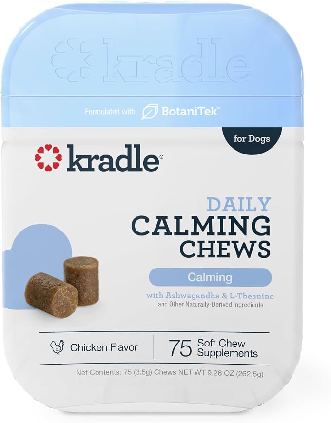 Calming Chews for Dogs - Anxiety and Stress Support - L-Theanine Ashwagandha GABA - Calming Supplement for Relaxation and Stress - Chicken Flavor- 75 Chews