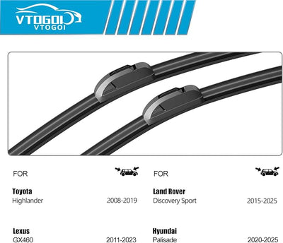 OEM Windshield Wiper Blades Replacement for Discovery Sport 2015-2025 Toyota Highlander 2008-2019 Lexus GX460 2011-2023,All Weather Original Factory Quality Front Rear Wipers Set 26"+20"+12" (3 Pack)