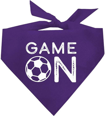 Game On Soccer Dog Bandana | 100% Cotton Adjustable Triangle | Made in USA | Soccer| Sports | Biggest Fan | Game Day | Purple, X-Small (1073)