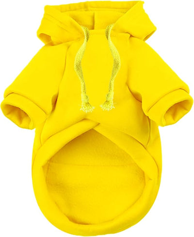 Jecikelon Dog Hoodies for Small Dogs with Zipper Pocket, Soft Fleece Puppy Clothes with Rope Hat, Warm Winter Outfits Cold Weather Coats, Cute Sweatshirt Chihuahua Costume (Large, Y02-Yellow)