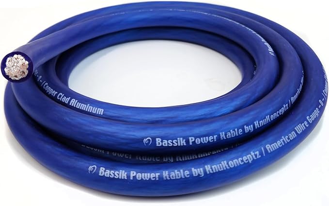 Bassik 1/0 Gauge AWG Primary Automotive Battery Power/Ground Wire Cable - Blue 100 Feet