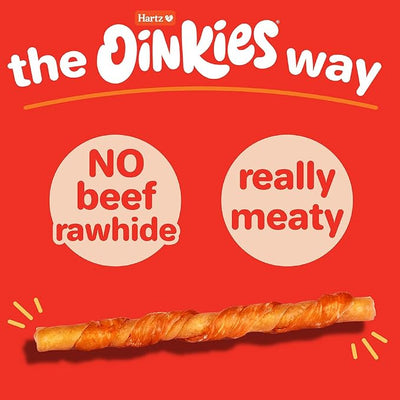 Oinkies Bacon Wrapped Twists, Real Meaty Chews, 14 Count