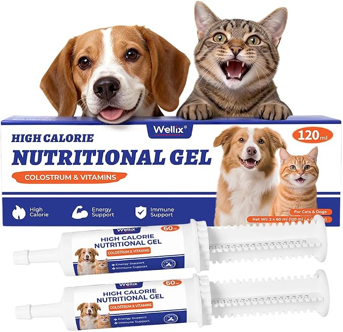 Wellix Weight Gain for Pets with Taurine for Dogs, High-Calorie Nutritional Supplement - Immune Support, Natural Dog Appetite Stimulant & High Calorie Booster for Puppies, Senior Dog & Cat, 4oz