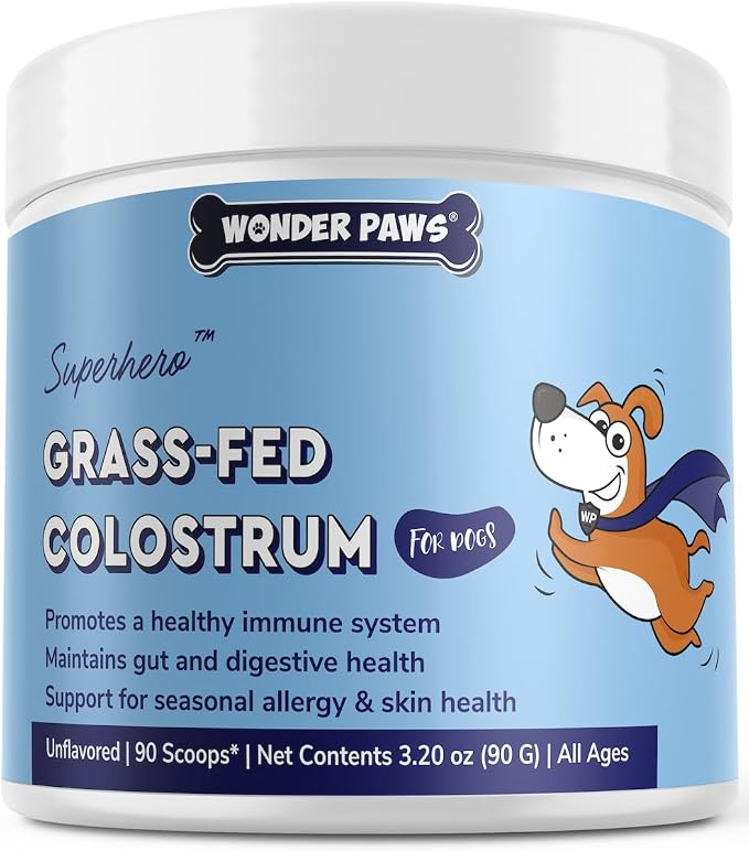 Premium Grass Fed Colostrum for Dogs – Pure Bovine Colostrum for Dogs – Immune, Allergy, Skin & Itch Relief – All Ages, Sizes & Breeds – 3.20oz