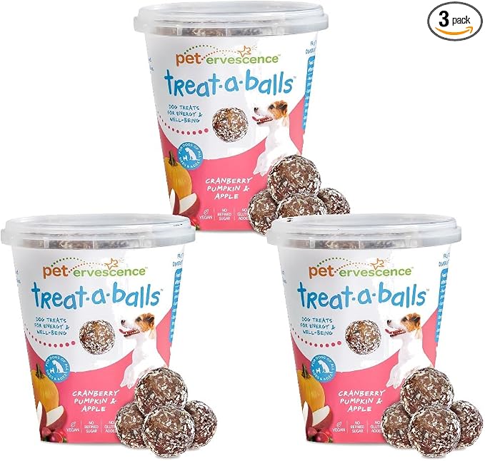 Pumpkin Dog Treats with Cranberry & Apple - Healthy Dog Treats - Soft, Natural, Grain Free, Low Calorie, Gluten Free, Non-GMO, Clean & Nutritious Ingredients - 3pk (54 Treats)