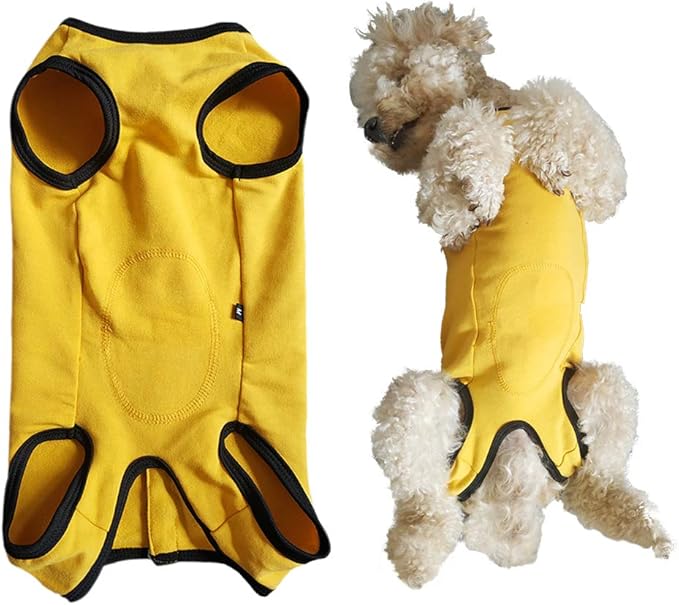 Dog’s Recovery Suit Post Surgery Shirt for Puppy, Wound Protective Clothes for Little Animals(Yellow-s)