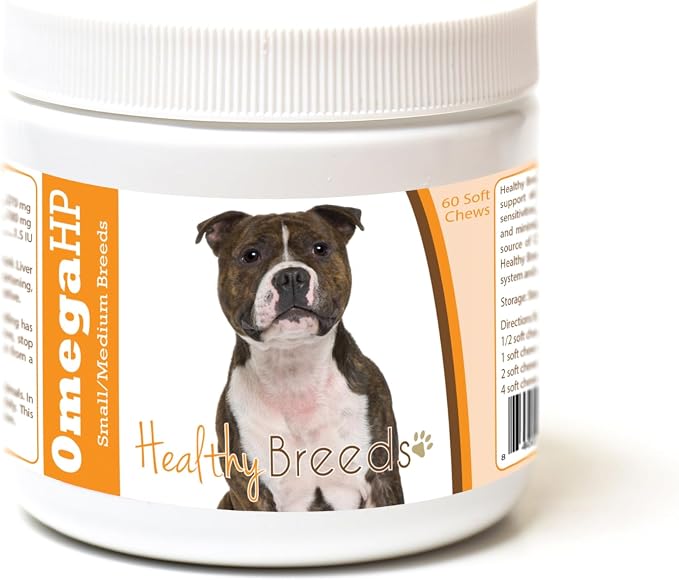 Staffordshire Bull Terrier Omega HP Fatty Acid Skin and Coat Support Soft Chews 60 Count
