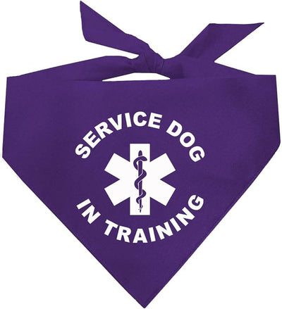 Service Dog in Training Dog Bandana | 100% Cotton Adjustable Triangle |Service Dog | Working Animal | Assistance |Purple, X-Small (289)