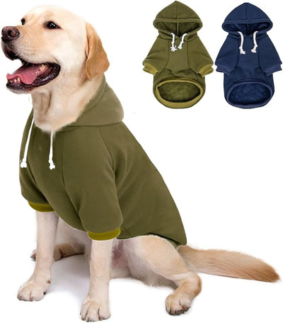2-Pack Dog Hooded Sweaters & Jackets - Soft Dog Clothes Hoodie for Small/Medium/Large Dogs & Cats | All-Season Comfort & Fit, Stylish Pet Shirts Apparel & Accessories (Army Green, Navy, XXX-Large)