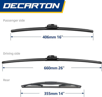 3-Piece Wiper Blades for Mazda CX-30 2020-2026 | Replacement for All-Season Front and Rear Original Equipment Windshield Wipers Set