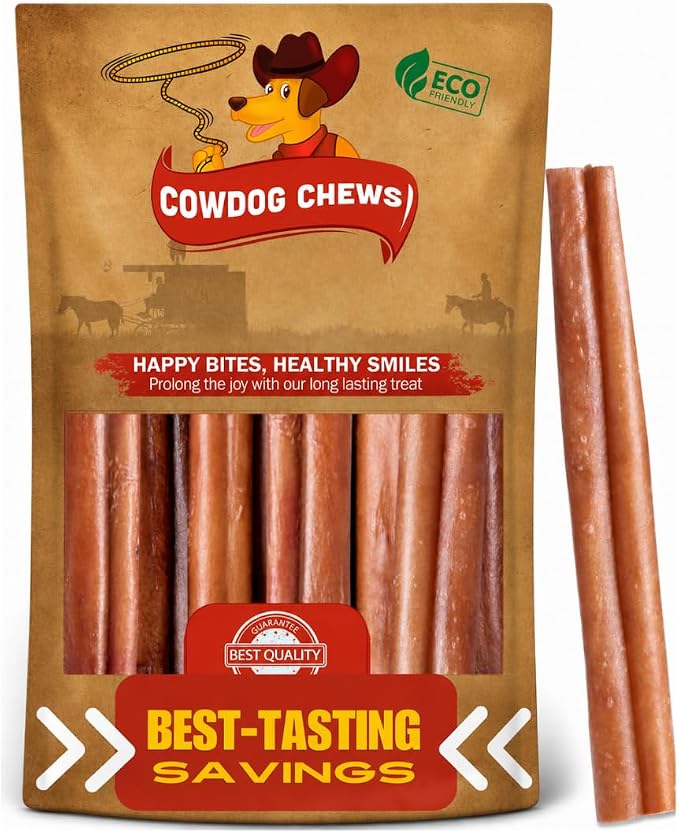 Beef Bully Stick: Odor-Free, Fully Digestible Beef Collagen Chews (5-7", 25 Count) - Natural, Grain-Free, Long-Lasting Collagen Bully Stick Substitute for All Dog Breeds