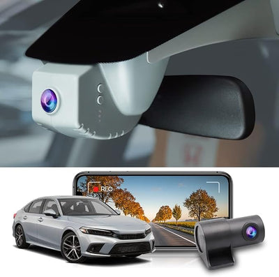 Fitcamx Front 4K+Rear 1080P Dash Cam Adapts for Honda Civic 2022-2026 Type R Si (Black Cover), Integrated OEM Style, Dual HD Video, WiFi & APP, Loop Recording, G-Sensor, Easy to Use, 128GB Card