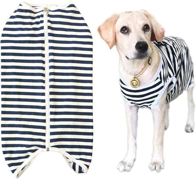 Dog’s Recovery Suit Post Surgery Shirt for Female Male Dog, E-Collar Alternative Wound Protective Clothes (Navy white-2xl)