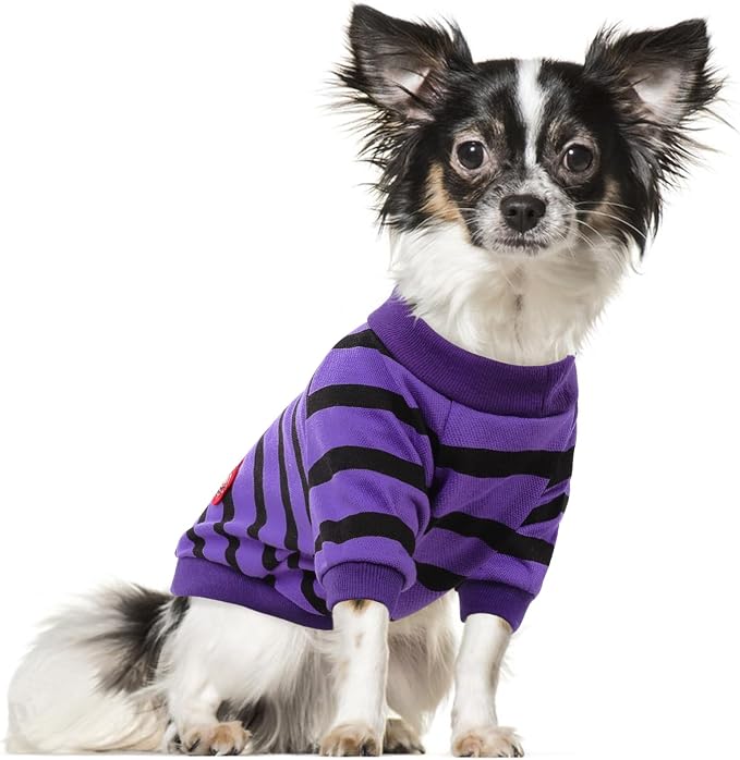 Dog Shirts for Small Dogs, Striped T-Shirts Dog Vest Pet Apparel Tee Shirts Spring Summer Suitable for Small and Medium Large Pets French Bulldog Bichon, Violet XS