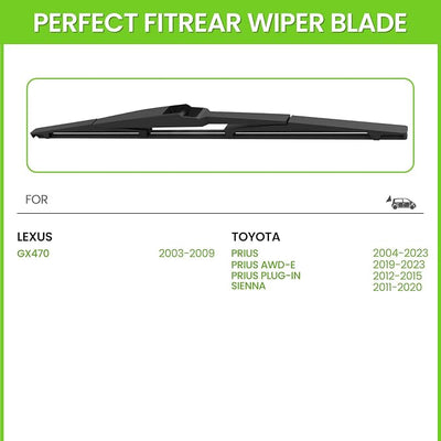 PARRATI® 16 Inch Rear Wiper Blade Replacement for 2004-2023 Toyota Prius 2017-2023 Prius Prime 2011-2020 Sienna/2003-2009 Lexus GX470,All-season windshield wiper(16-A)