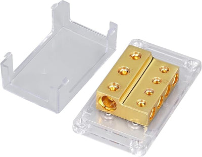 1 In 4 Out Power Distribution Block, Fuse Holder for Car Audio Amplifier Wiring, Fireproof 4AWG Input 2AWG Output Power Fuse Box for Cars Trucks Yachts
