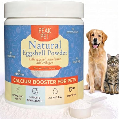 Eggshell Powder for Dogs and Cats - Calcium for Dogs Supplement with Calcium Carbonate, Egg Shell Powder for Dogs, Supports Strong Bones, Teeth & Mobility, Made in USA