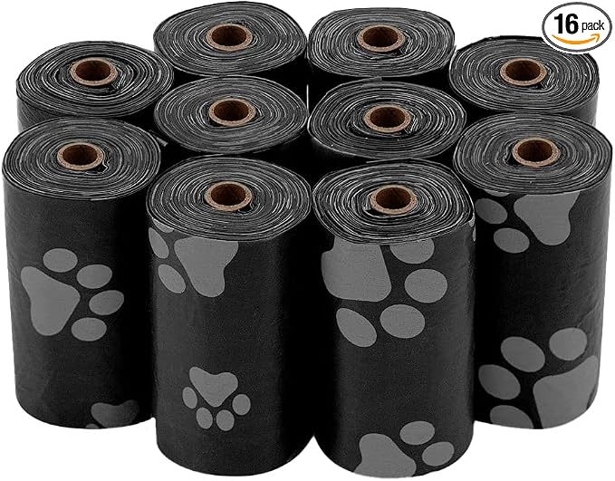 Best Pet Supplies Dog Poop Bags for Waste Refuse Cleanup, Doggy Roll Replacements for Outdoor Puppy Walking and Travel, Leak Proof and Tear Resistant, Thick Plastic - Black, 240 Bags