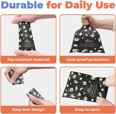 Best Pet Supplies Dog Poop Bags for Waste Refuse Cleanup, Doggy Roll Replacements for Outdoor Puppy Walking and Travel, Leak Proof and Tear Resistant, Thick Plastic - Black (Unscented), 150 Bags