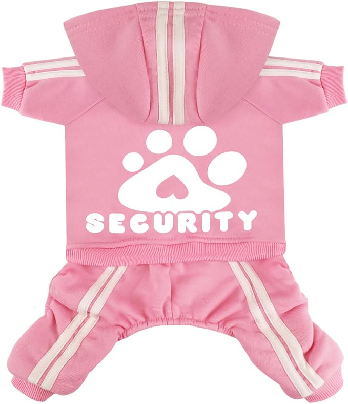 Dog Hoodie Security Clothes 4 Legs Jumpsuit Sweatshirt Hoodies Soft & Warm Dog Outfit Pullover Dog Winter Clothes Sweater for Small Medium Large Dogs Cats (Pink, XX-Small)