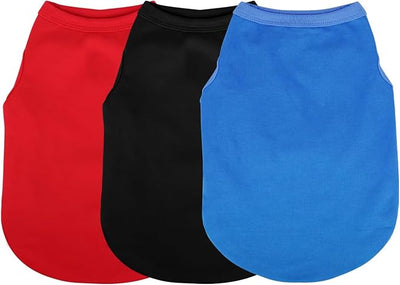 Paiaite 3 Pieces Plain Dog Shirt Sleeveless Puppy Cotton Dog Shirts Breathable Pet Apparel Tank Top Colorful Puppy Sweatshirt Clothes for Small Medium Dogs Red Black and Blue XL