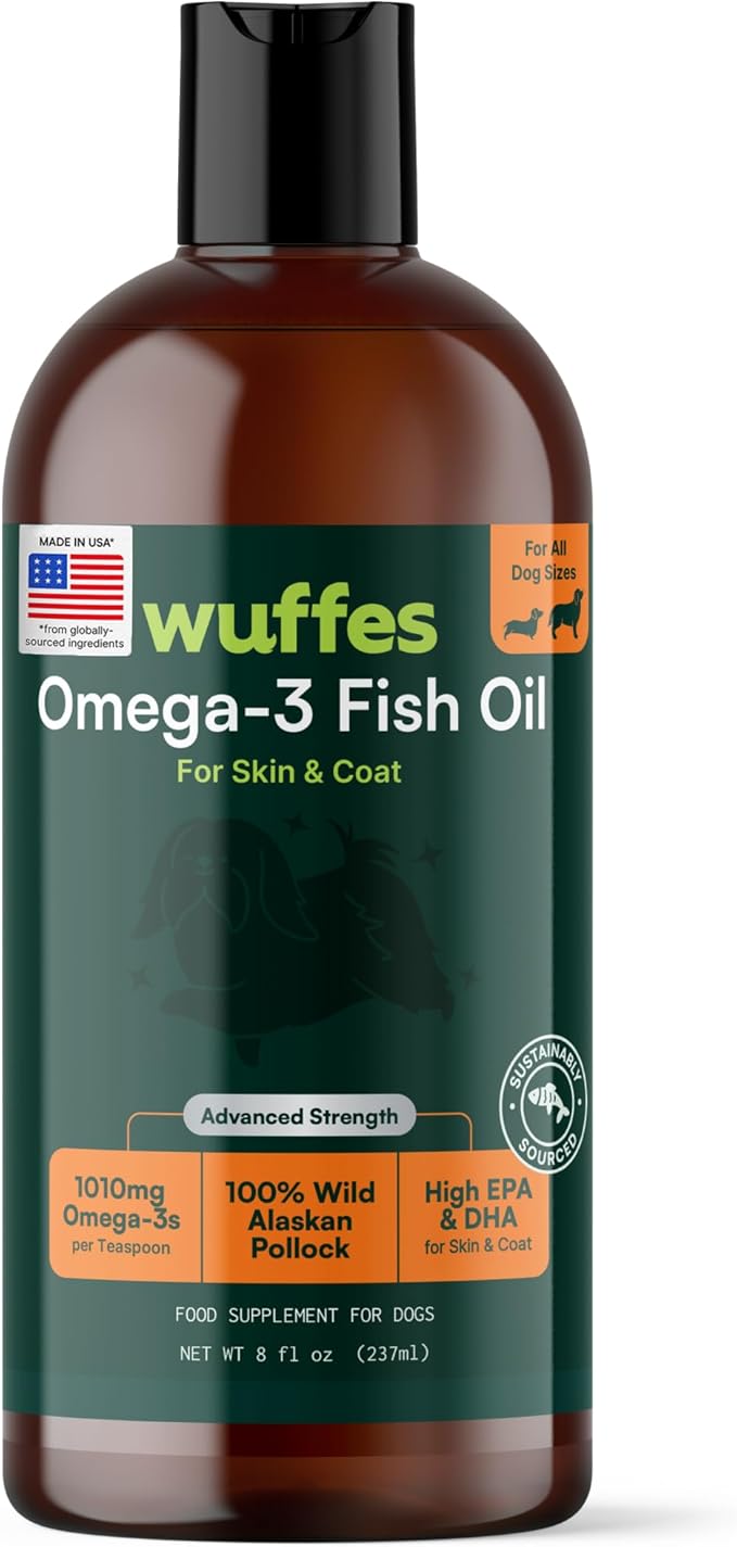Advanced Omega 3 Fish Oil for Dogs, Natural EPA & DHA Fatty Acids, Supports Healthy Skin and Coat, Joint Nutrition, Digestion & Immune System - 100% Pure Wild Alaskan Fish Oil - 8 Oz