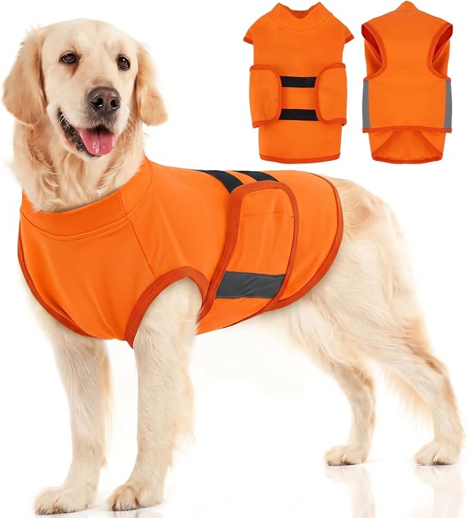 Dog Anxiety Relief Coat,Comfort Anxiety Vest for Dogs,Adjustable Dog Anxiety Calming Wrap for Fireworks,Thunderstorms,Travel, Separation, Anxiety Jacket for Large Dogs, XL,Orange
