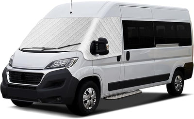 Windshield Cover Compatible with Ram ProMaster 2014-2026, Aluminum Film Front Window Sunshade Cover with Magnets, ProMaster Van Windshield Cover for UV Protection & Privacy Shield, with Mirror Cutouts