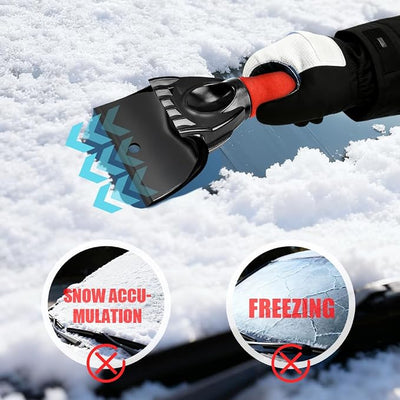 Ice Scraper for Cars and Small Trucks, Ice Scrapers for Car Windshield, Auto Snow Removal Tool with Ergonomic Foam Grip, Auto Windshield Plastic Snow Shovel for Truck Home Window (Red)