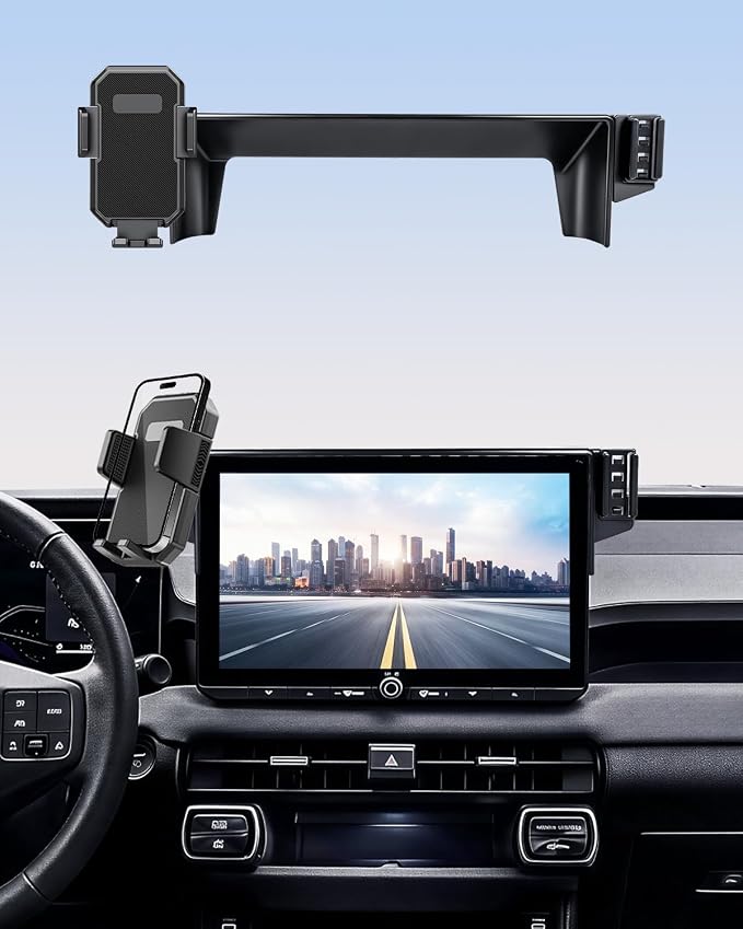 PZK Dual Car Phone Mount for 2026 Toyota RAV4 Accessories 12.9-Inch Screen | Auto Lock Clamping Cell Phone Holder 360° Rotation for All 4.0-7.0'' Smartphones Not Affect Air Vent (Not Fit 10.5 inch)