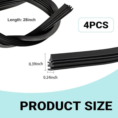 4 PCS Wiper Blade Refills, 28 Inches Rubber Windshield Wiper Refill, DIY Frameless Wipers Blade Insert, Universal for Car, Truck, SUV (Black)