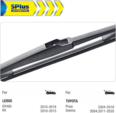 5 PLUS Custom-Fit Wiper For Prius 2004-2022,Sienna 20-11 Rear Wiper Blade | 16 inch Rear Wiper Blade,OEM Quality Premium All-Seasons Wiper blades,Streak-Free Wiping,Quiet Clear Visibility