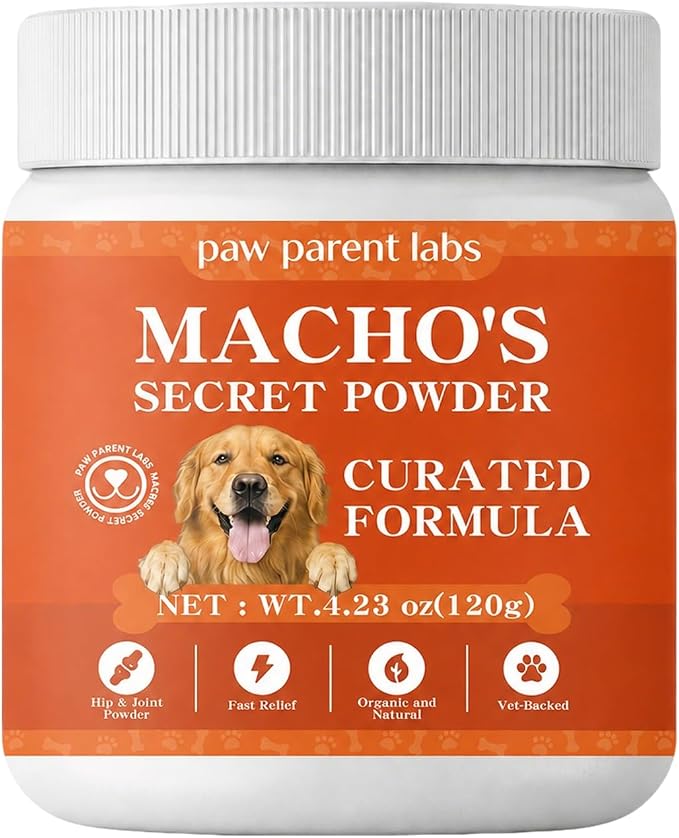 Machos Secret Powder, Paw Parent Labs Green lipped Mussel, Support Dog Cartilage & Bone Health, Joint Mobility & Flexibility, 4.23 oz
