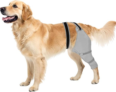 Dog Sleeve for Rear Legs to Stop Licking, Upgraded Recovery Sleeve for Hind Back Leg Wounds,TPLO, ACL Surgery, Light Comfortable Cone Alternative, Right,M, Grey