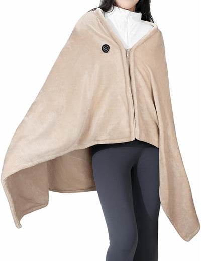 Heated Blanket Electric Throw Shawl Wraps for Women USB Powered Fast Heating Electric Blanket Zipper Fleece Warm Shawl