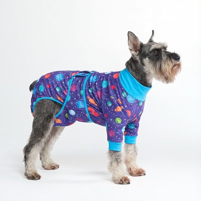Spark Paws Dog Surgery Recovery Suit – Dog Recovery Suit After Surgery, Anti-Lick Dog Onesie, Abdominal Wound Protector, Soft Cone Alternative for Spay Neuter Male Female Pet Recovery - Planets - M