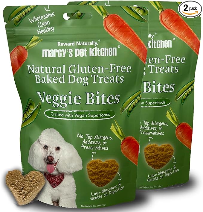 Marcy's Pet Kitchen-Diabetic Dog Treats-Vet Recommend-No Preservatives - Crunchy, Superfoods, All Natural-Vegan Homemade,-Gluten Free-for Sensitive Stomachs-Made in The USA Only (2 Pack - Veggie)