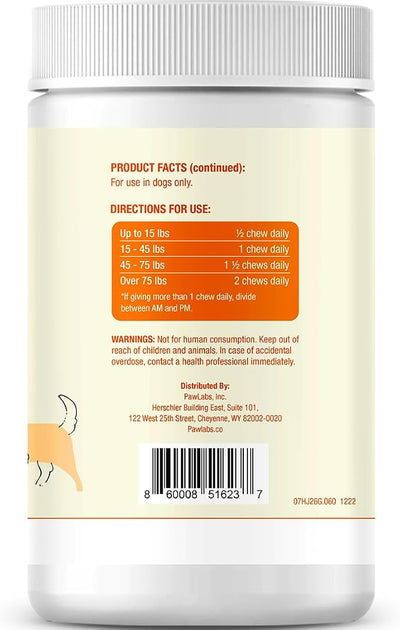 PAWLABS G-Max Joint Support for Dogs - Maximum Strength Hip & Joint Supplement with Glucosamine, Chondroitin, MSM, Green-Lipped Mussel - Relieves Arthritis Pain & Hip Dysplasia - Duck Flavor, 60 Chews