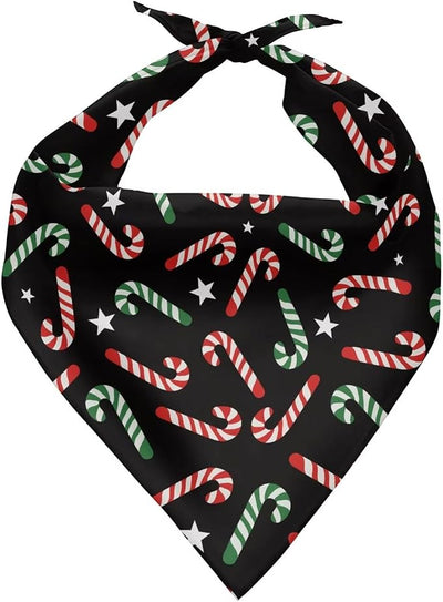 KEIAHUAN Christmas Dog Bandanas Red Green Candy Cane Dog Bib Adjustable Scarf Pet Bandana Classic Triangle Handkerchief Reversible Pet Costume Accessories 1PCS