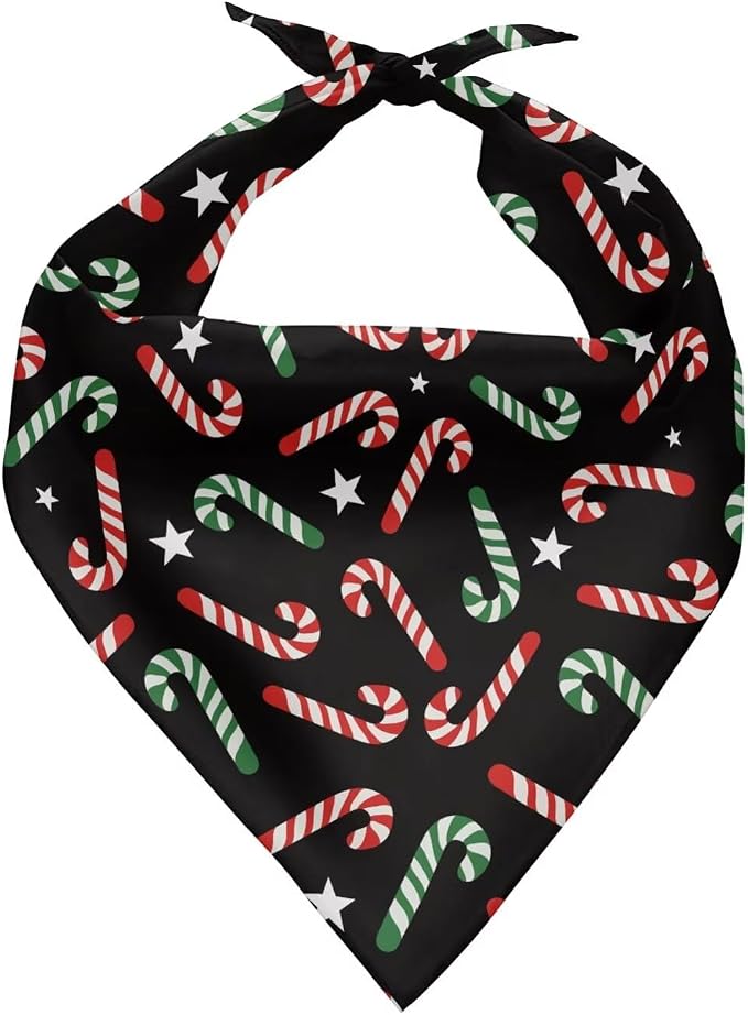 Christmas Dog Bandanas Red Green Candy Cane Dog Bib Adjustable Scarf Pet Bandana Classic Triangle Handkerchief Reversible Pet Costume Accessories 1PCS
