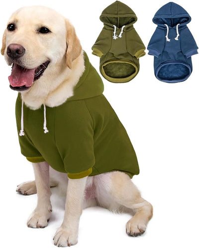 2-Pack Dog Hooded Sweaters & Jackets - Soft Dog Clothes Hoodie for Small/Medium/Large Dogs & Cats | All-Season Comfort & Fit, Stylish Pet Shirts Apparel & Accessories (Army Green, Navy, Small)